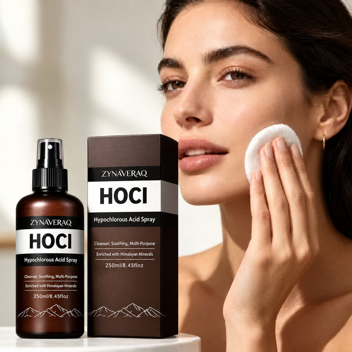 HOCI Hypochlorous Acid Spray photoreal restored skincare product image